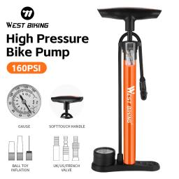 Oeste Bicicleta Bomba Do Pneu De Bicicleta, alta Pressão, Bomba De Piso Da Bicicleta, Presta Schrader Válvula, MTB Estrada, Acessórios De Bicicleta, 160PSI - Image 1