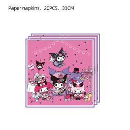 Banner Backdrop personalizado, bonito mascotes Kawali, decorações, festa de aniversário, chuveiro do bebê, talheres, 20 pessoas - Image 5