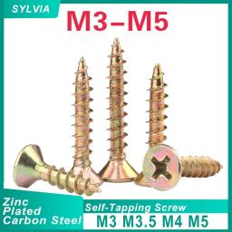 50-300 pces m3 m3.5 m4 m5 cruz de zinco recesso escareado fibra aglomerado parafusos revestido cabeça plana auto rosqueamento parafuso de madeira - Image 1