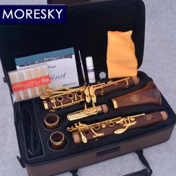 Clarinete profissional de madeira vermelha Moresky, jacarandá BB banhado a ouro, 18 17 chaves, Sib Klarnet, M15 - Image 1