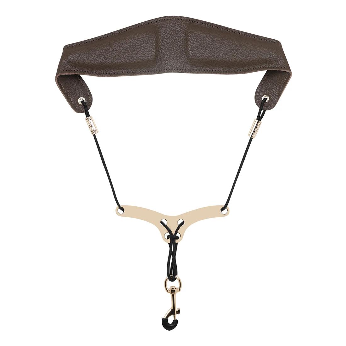 Saxofone neckband alça de ombro de couro soprano alto tenor sax universal neckband fecho de metal saxofone acessórios peças - Image 1