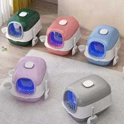 Caixa de areia extra grande para gatos, totalmente fechada, anti-respingo, anti-areia, desinfecção ultravioleta, prova de odores, sanita, suprimentos para gatinhos - Image 6