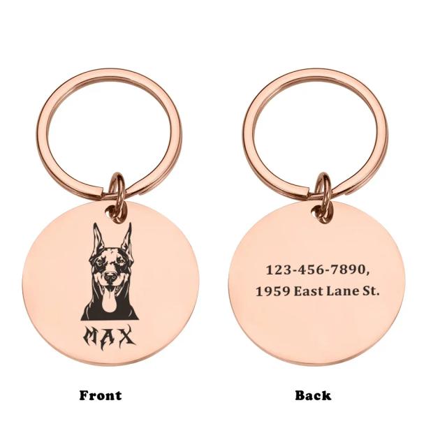 Coleira Personalizada para Doberman com Placa de Identificação Anti-Lost e Gravação Gratuita para Pet