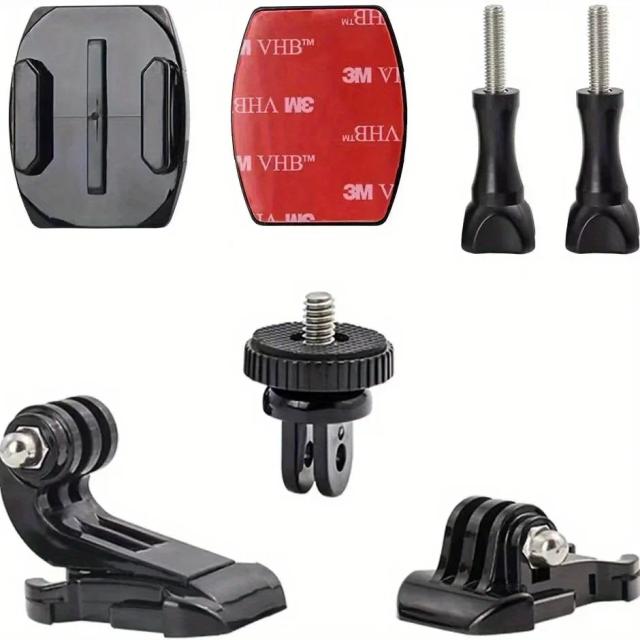 Conjunto de Acessórios para Câmera Esportiva GoPro: Suporte de Bicicleta, Clipe e Base para Capacete Compatível com Modelos 1 a 9