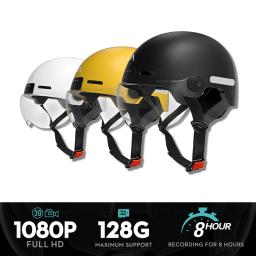 Capacete anti-Shake para câmera de bicicleta, capacetes para motocicletas, câmeras grande angular de 130 °, lanterna traseira inteligente com sinal de giro, 1080p @ 30FPS - Image 2