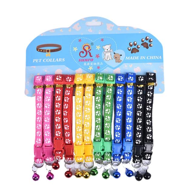 Coleira de Nylon com Sino para Gatos e Cachorros - Pacote com 12 Peças em 6 Cores Diversas