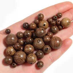 Rodada Contas De Madeira para Fazer Jóias, Natural Stripe, Spacer Ball, Colar Encantos, DIY Pulseira Artesanato - Image 2