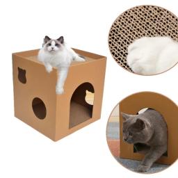 Caixa de papelão para gatos, Arranhando a garra, Jogo do gatinho, Brinquedo do risco, Casa do gato, Afiando a garra - Image 1