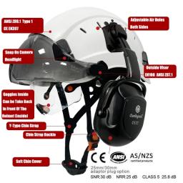 CE capacete de segurança com viseira para engenheiro, protetor de cabeça, protetor protetor de cabeça, EN397, EN352 ABS, novo tipo - Image 2