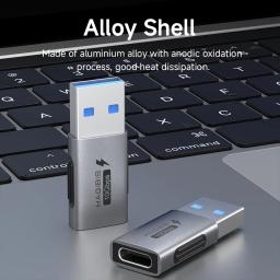 Hagibis usb a macho para usb c fêmea adaptador 10gbps transferência de dados de alta velocidade 60w carregamento rápido conventer plug para macbook tablet - Image 5