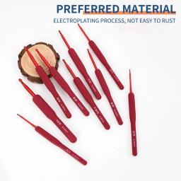 Agulha de Crochet de alumínio com alça de silicone Ganchos de crochê vermelho DIY Agulhas de tricô para camisola Ferramenta de costura Weave - Image 2