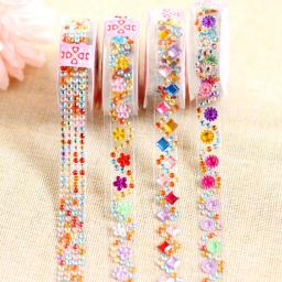 Auto-adesivo acrílico cristal strass adesivos, rolo de fita de diamante para crianças, materiais DIY artesanais, álbum, notebook, decoração - Image 1