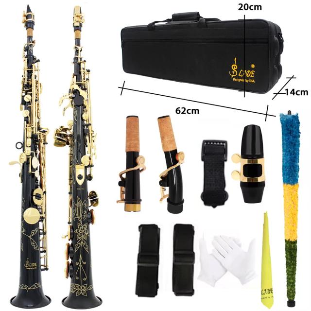 Saxofone Soprano Slade-Latão Profissional em Bb com Design Personalizado em Concha Natural Multicolorida