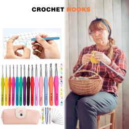 Kit de ganchos de crochê com saco de armazenamento alça macia agulhas de crochê fio tecer agulhas de tricô conjunto diy ferramenta de tecelagem - Image 3
