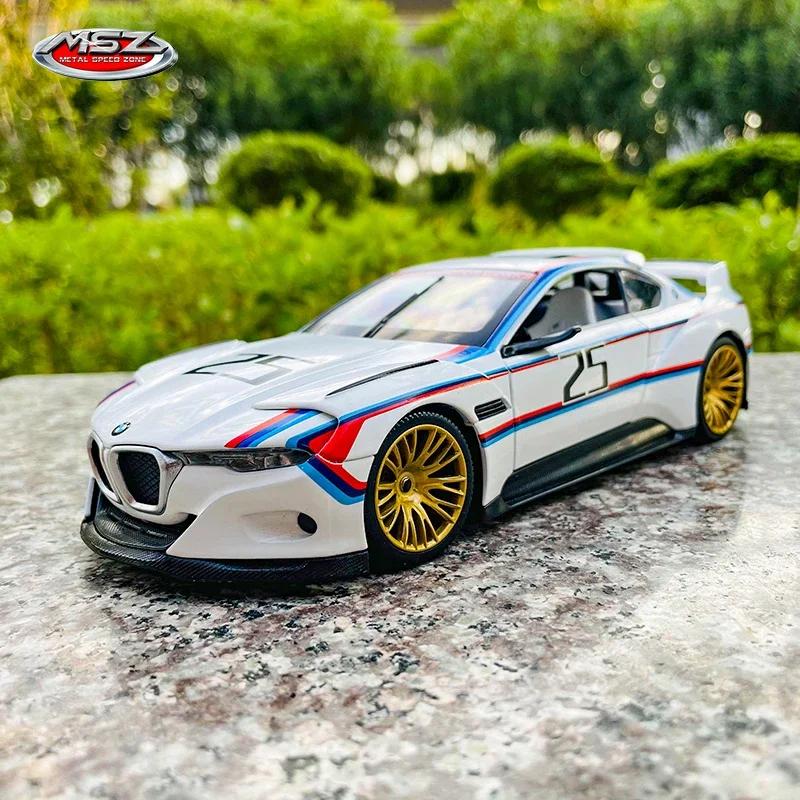 Modelo de carro de corrida para crianças, MSZ 1:24, BMW M6 GT3, puxão leve e sonoro, coleção para meninos - Image 1