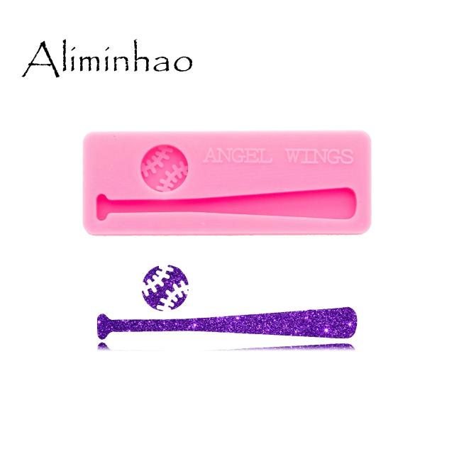 Mini Baseball Bat Silicone Mold, resina epóxi Crafting Mold, brilhante e brilhante, DIY Handmade Jóias, DY0624
