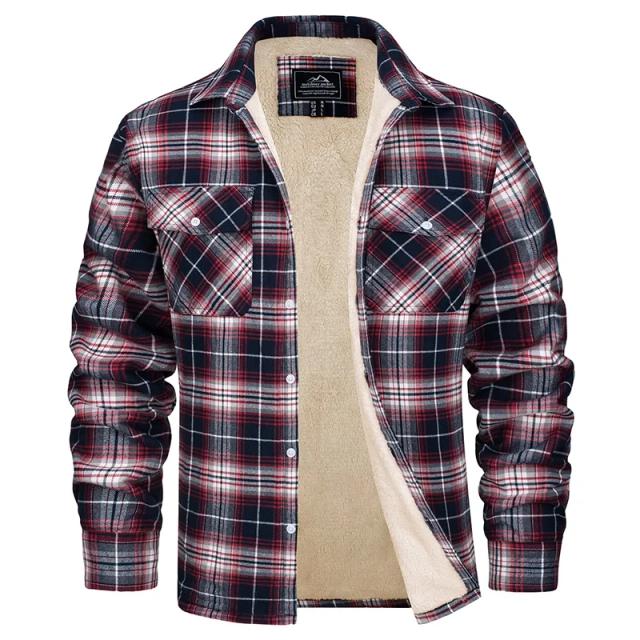 Magcomsen Jaqueta Masculina de Flanela Lã Quente Casual Algodão