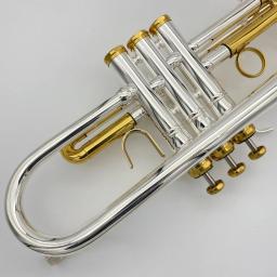 Instrumento profissional trompete para iniciantes, marca americana, banhado a prata, limitador de botão banhado a ouro, três tons - Image 5