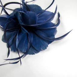 Grampo de cabelo feminino com flor de pena azul escuro, broche floral de noiva para casamento, chá, festa, fotografia, performance, headpiece - Image 4
