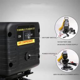 Compressor de ar portátil para o insuflador do pneu do carro, bomba de pressão do cilindro duplo, conjuntos de ferramentas balão, basquetebol, 3L, 4L, 12V, 220V - Image 6
