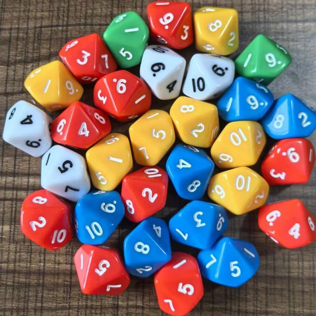 30 PÇS Dados de 10 Lados para Matemática Manipulativa