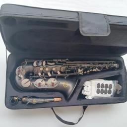 Novo saxofone alto e-flat preto fosco sax alto bocal ligadura reed pescoço instrumento musical com caso - Image 6