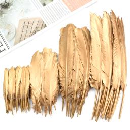 Penas de ganso douradas e prateadas para artesanato, pato, peru, decoração de penas douradas, joias, artesanato, festa de casamento, acessórios de decoração - Image 1