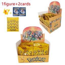 Anime pokemon figuras caixa cega pikachu estatueta com cartão brinquedo natal dia das bruxas pvc bonecas pingente para presentes do miúdo - Image 1