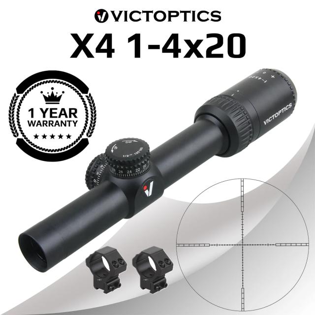 Victoptics X4 1-4x20: Telescópio Óptico para Caça e Tiro em Airsoft, Rimfire e Rifles de Ar