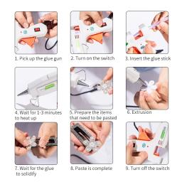 Mini Hot Melt Glue Gun Set, Alta Temperatura, Calor, Silicone, Artesanato DIY, Ferramenta de Reparação, 7mm Glue Sticks, 20W, 8Pcs - Image 5