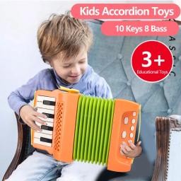 Acordeão de brinquedo para crianças, instrumento musical, brinquedos educativos, presentes para crianças, iniciantes, meninos, meninas, 8 graves, 10 teclas - Image 4