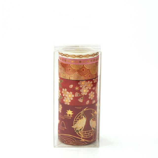 Conjunto de 5 Fitas Washi com Folha de Ouro para Scrapbooking e Decoração de Diários em Estilo Chinês
