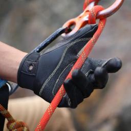 Profissional de esportes ao ar livre dedo cheio couro escalada luvas escalada escalada descida caminhadas anti deslizamento resistente ao desgaste luvas - Image 1
