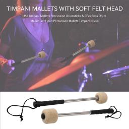 Sentiu cabeça marretas de percussão, tímpanos varas com punho de aço inoxidável, bumbo malho, branco, 2pcs - Image 3