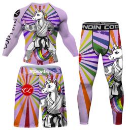Camisa de compressão masculina Mma Rashguard, calções e calças MMA, protetor solar desportivo, roupa desportiva de segunda pele, calções MMA, novo - Image 2