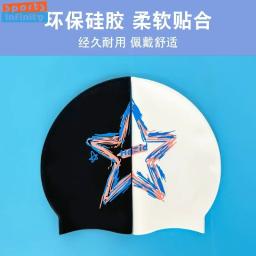 Silicone impermeável impresso Swim Caps para homens e mulheres, Tampão de natação grande cabelo longo, Acessórios de natação para adultos - Image 2