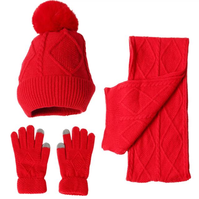 Acessórios de Moda para Inverno: Chapéu, Cachecol Longo e Luvas para Festas ao Ar Livre e Atividades na Neve