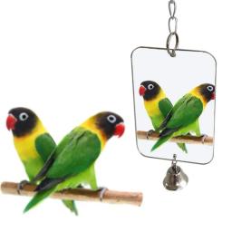 Espelho decoração pendurado suprimentos para animais de estimação brinquedo sino 1pc papagaio pássaro paraqueet jogar gaiola - Image 3