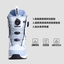 Sapatos de esqui profissionais de uso rápido, sapatos de snowboard de botão duplo de alta qualidade, sapatos de neve quentes e impermeáveis femininos, botas de esqui planas esculpidas masculinas - Image 4