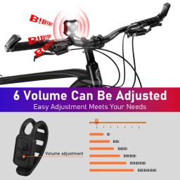 Camluxy 140db faróis de buzina de bicicleta ipx6 à prova d'água 4 leds lâmpada de ciclismo buzina elétrica carregamento usb campainha de alarme de segurança - Image 6