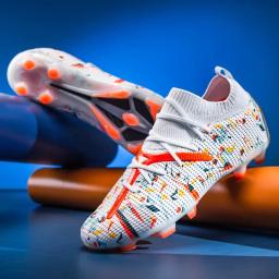Picos longos dos homens chuteiras de futebol, Indoor Calçados Esportivos, Botas de Futebol Profissional, Sapatos Macios Respiráveis Unisex, Drop Shipping - Image 2