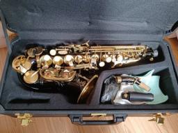 Saxofone soprano profissional com caso, marca saxofone curvo, preto e ouro latão sax, novo, R54 - Image 6