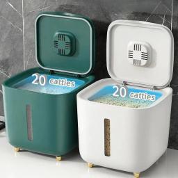 Caixa de arroz à prova de insetos à prova de umidade Frasco selado de grãos Recipiente de cozinha Armazenamento de balde Pet Dog Food Box com tampa de bala - Image 1