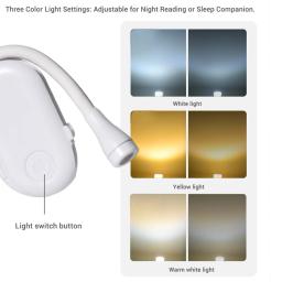 Recarregável Gooseneck Clip On Book Light, Eye Care Luz de Leitura para Livros na Cama, Flexível Lanterna de Bolso Cob - Image 4