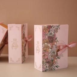 Caixa De Embalagem De Presente De Forma De Livro Com Fita, Criativo, Papel Simples, DIY, Casamento, Chuveiro De Bebê, Doces - Image 4