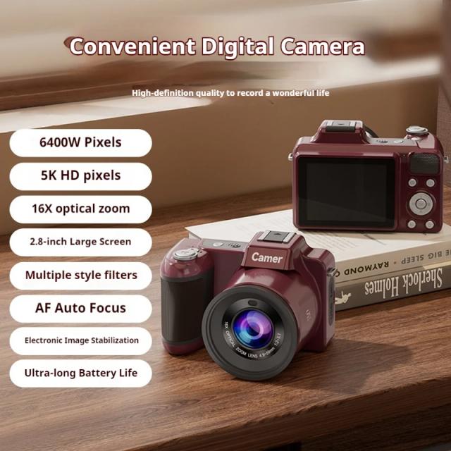 Câmera Digital DSLR 5K HD 64MP CCD Lente Zoom Óptico 16X AF Foco Automático Gravador de Vídeo