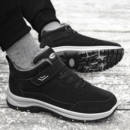 Sapatos masculinos de veludo de inverno novas botas de neve de cano alto ao ar livre botas de algodão de veludo de sola grossa - Image 3