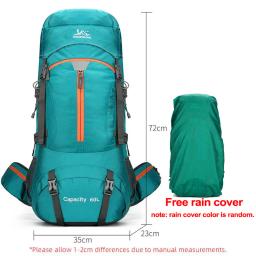 Mochila de grande capacidade para homens, esporte ao ar livre, trekking, caminhadas, alpinismo, bolsa de ombro com capa de chuva 60L - Image 6