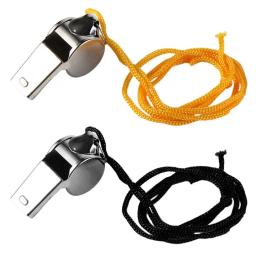 Apito esporte profissional, metal alto, aço inoxidável, portátil, futebol, futebol, apitos árbitro com corda - Image 2