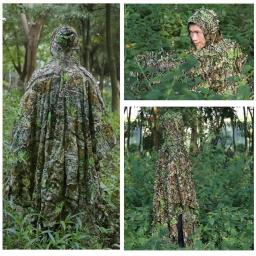 3D Maple Leaf Hunting Ghillie Terno, Camuflagem, Ternos Táticos Roupas, Tiro, Vida selvagem, Observação de aves, Fotografia, Poncho, Manto - Image 4
